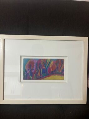 Framed Abstract Tree Pastel Art - Pink & Blue